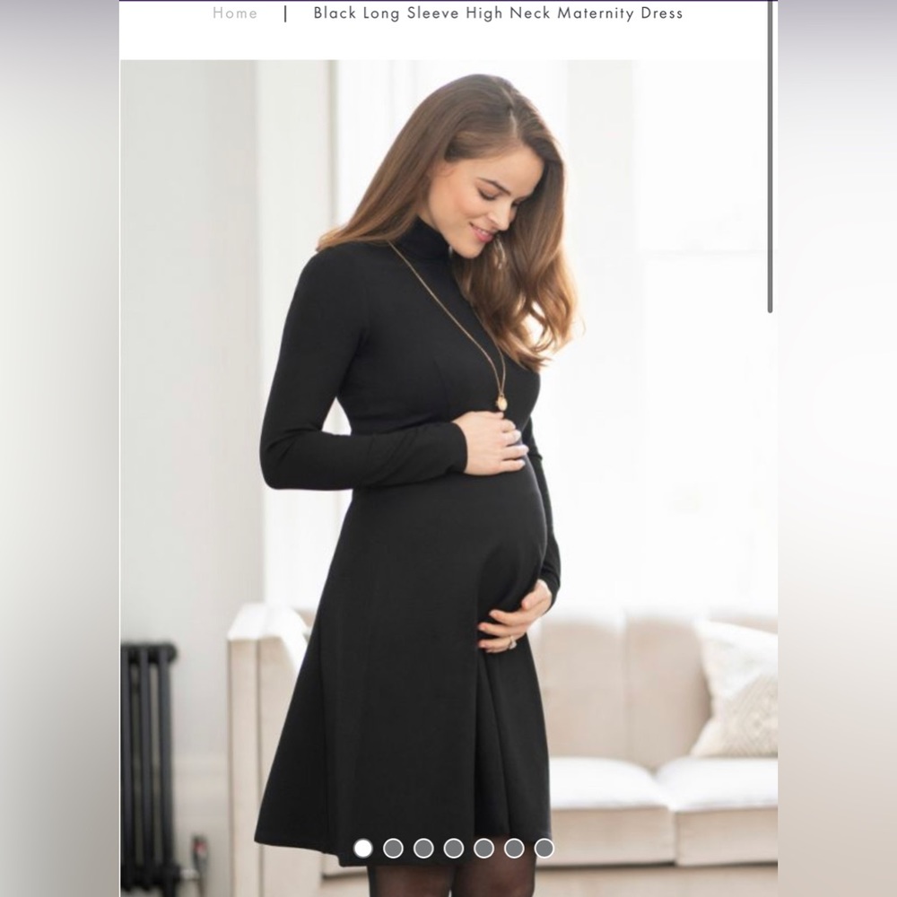 Seraphine Black Long Sleeve High Neck Maternity Dress